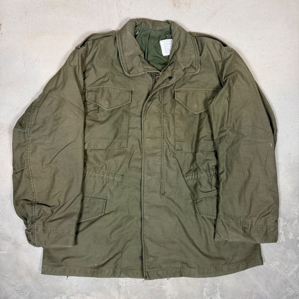 Vintage 1984 US Military M-65 Field Coat OG-107 Scovill Zipper Medium Regular